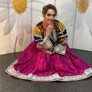 Vibrant Pink and Multicolor Traditional Dress